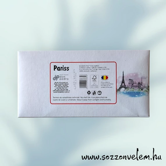 Pariss dobozos papírzsebkendő 3 rétegű 