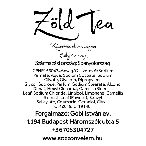 Kézműves oliva szappan Zöld Tea 100g
