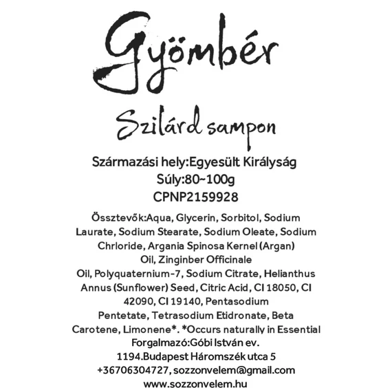 Szilárd sampon Gyömbér 100g