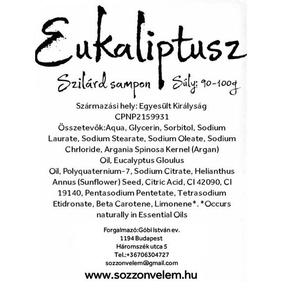 Szilárd sampon Eukaliptusz 100g