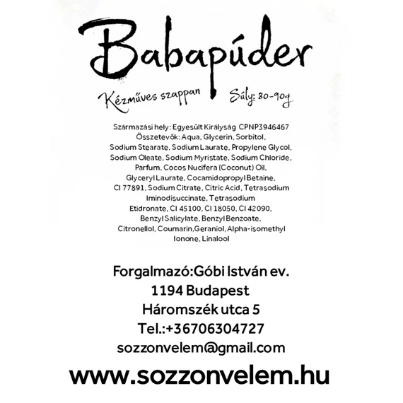 Kézműves természetes szappan Babapúder 
